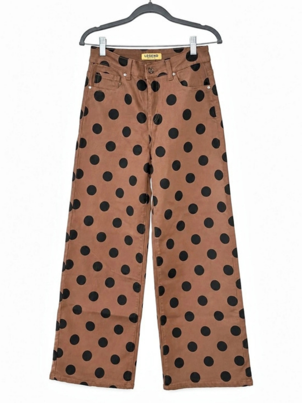 LEGEND Limited Edition Polka Dot Wide Leg Jeans in Brown & Black